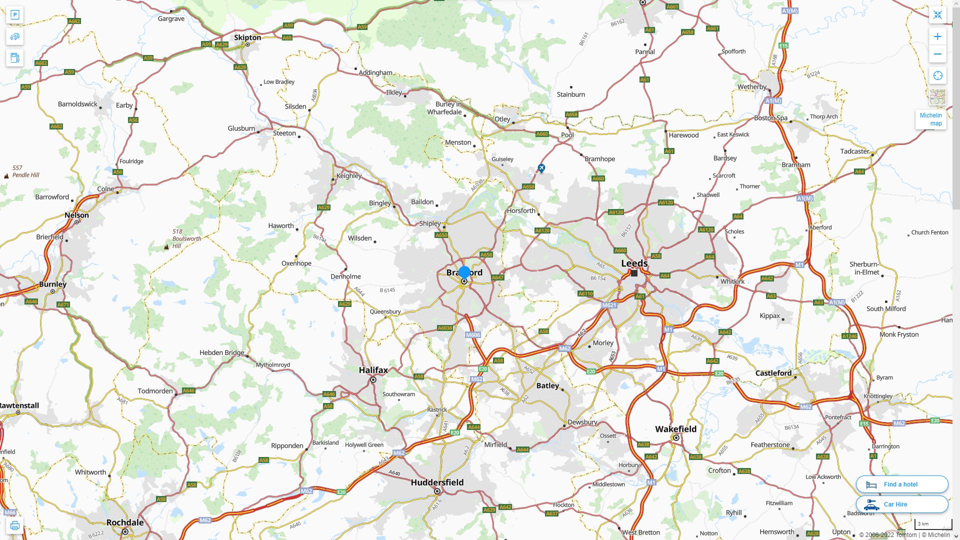 Bradford Royaume Uni Autoroute et carte routiere